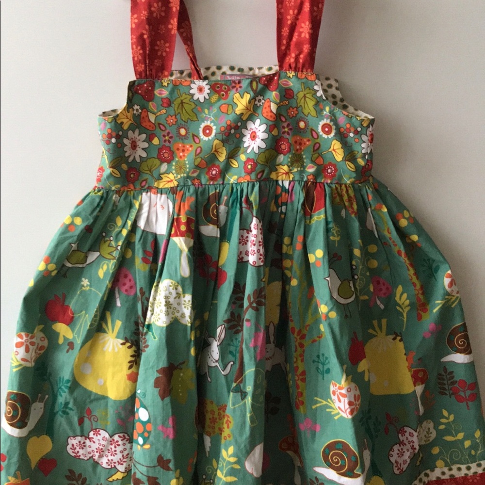 Woodlands dress with adjustable straps and bowback